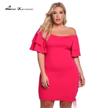 Lan Karswear 2018 New Summer Slash neck Bodycon Dresses For Women Sexy Bandage Party Dress Plus