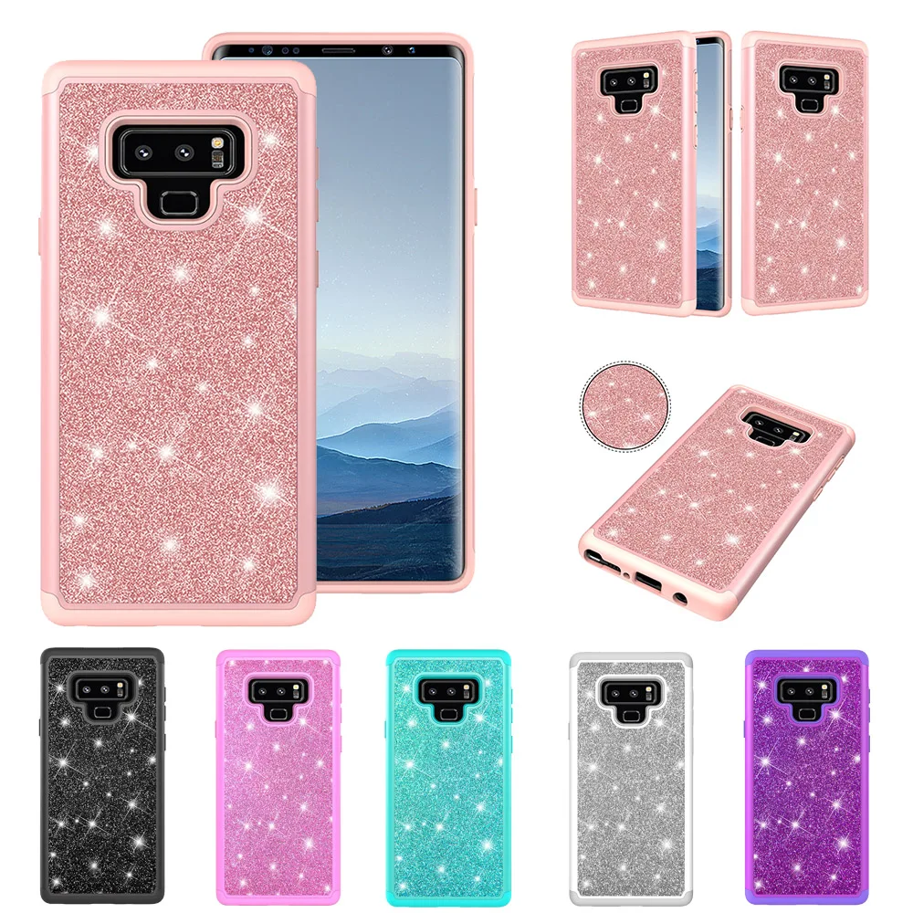 

Case for Galaxy Note 9 S8 S8 Plus S9 S9Plus Glitter Silicone PC Back Cover for Galaxy J3 J7 US J3 J7Prime J3 Emerge J7 Perx Case