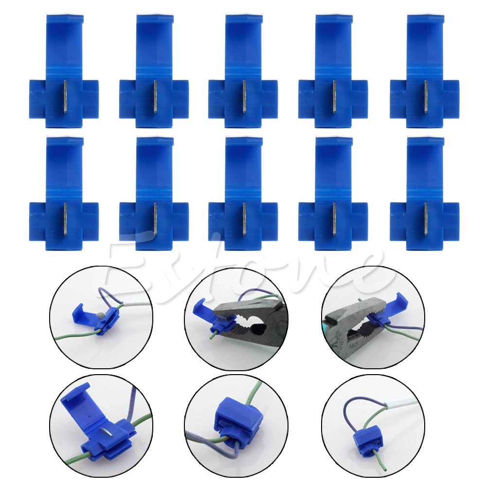 

10x Blue Electrical Cable Connectors Fast Quick Splice Lock Wire Terminals Crimp