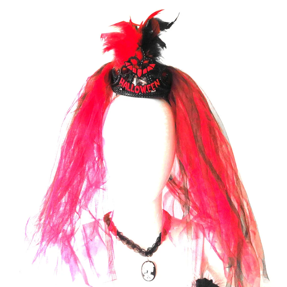 3 шт. Дизайн Red devil bat Новинка Хэллоуин facinator черный мешок devil Рога узор карнавал fun вечерние Новинка сувениры - Цвет: HABATTiaraveil