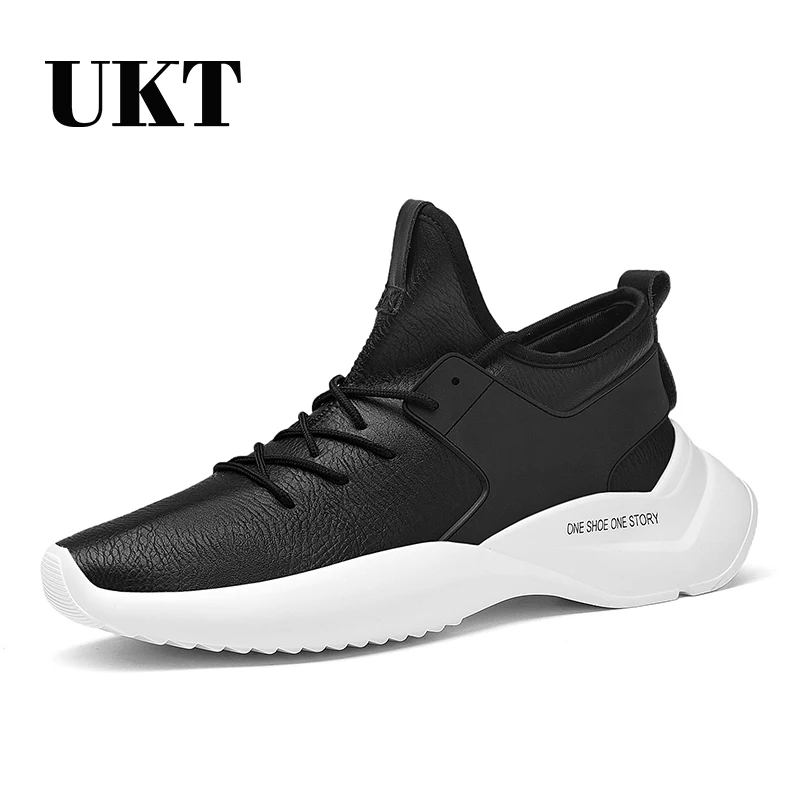 

Brand Running Shoes for Men Spring Autumn PU Leather Breathable Lace Up Light Cushioning Man Sneakers