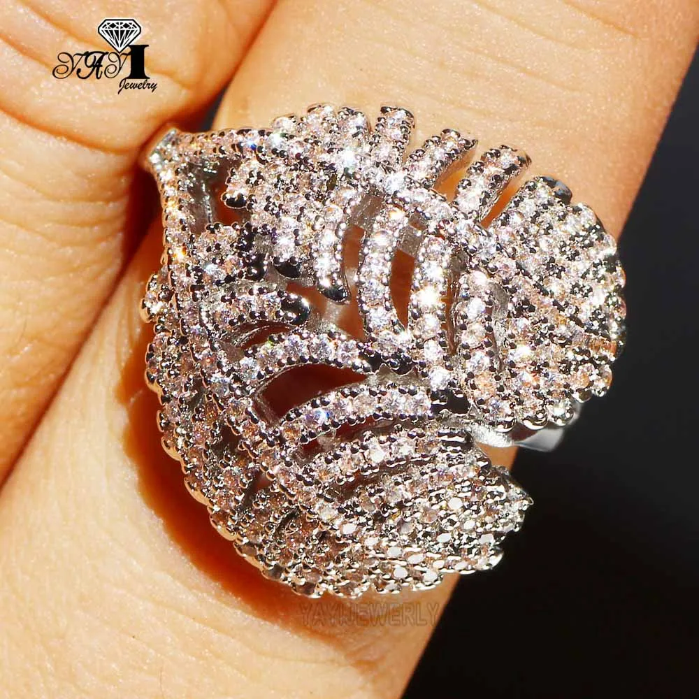 YaYI кольцо с голубым кристаллом 4,8 CT мульти Циркон серебряного цвета обручальные кольца Свадебные кольца с регулируемым сердцем вечерние кольца Подарки