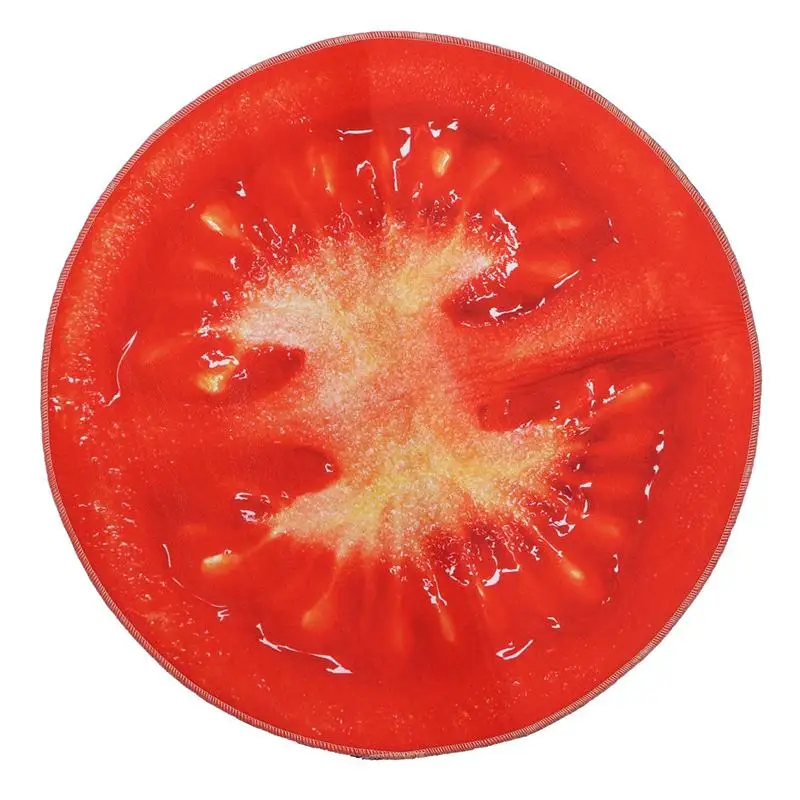 

Round Non-Slip Foot Mat Household Fruit Rug Water Absorption Ground Mat for Living Room Bedroom Bath Room (Tomato)