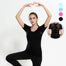 Женская Спортивная футболка сетчатая полая быстросохнущая Йога Рубашка Фитнес Женская Спортивная одежда Женская беговая рубашка женская футболка