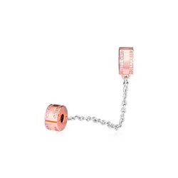 Подходит для браслетов Pandora Charms Insignia Safety Chain Rose Beads 100% 925 пробы-серебро-ювелирные изделия Бесплатная доставка