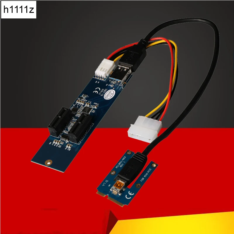 Mini PCI-e to PCI-Express 1x Adapter 1 to 2 Converter Riser Card USB 3.0 Extension Cable 4Pin Power PCIe 1X Slot Expansion Card Mini PCI-e to PCI-Express 1x Adapter 1 to 2 Converter Riser Card USB 3.0 Extension Cable 4Pin Power PCIe 1X Slot Expansion Card