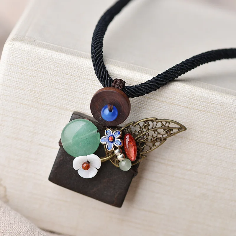 

women necklace 2018 new arrival DIY copper alloy leaves wood pendant chain fashion jewelry accessories chokers necklaces XL229