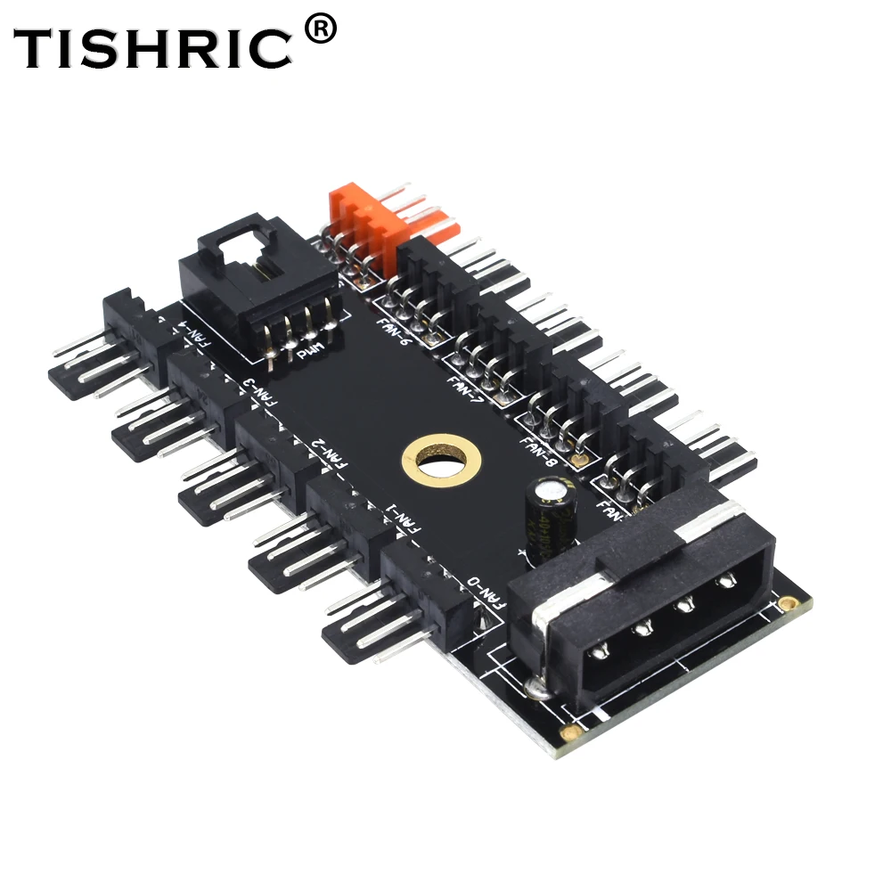 

TISHRIC 10pcs Fan Hub Splitter 1 to 10 4Pin Molex Cooler Cooling Cable PWM 12V Speed Controller Power Supply Adapter PC Mining