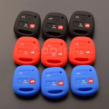 

silicone rubber Car Key cover case set shell holder for Toyota 2017 Camry Prado Corolla 3 Button key protect shell 100pcs/lot