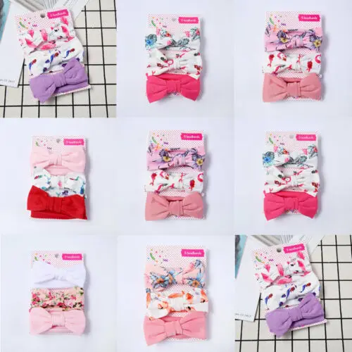 

Hot 3PCS/Set Baby Girls Bunny Bows Kids Turban Knot Rabbit Headband Bow Hair