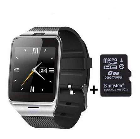 Умные часы DZ09 SIM/TF bluetooth для apple/умные часы для телефона на Android iphone/samsung huawei PK U8GT08 наручные часы многоязычные - Цвет: Black Silver 8G TF