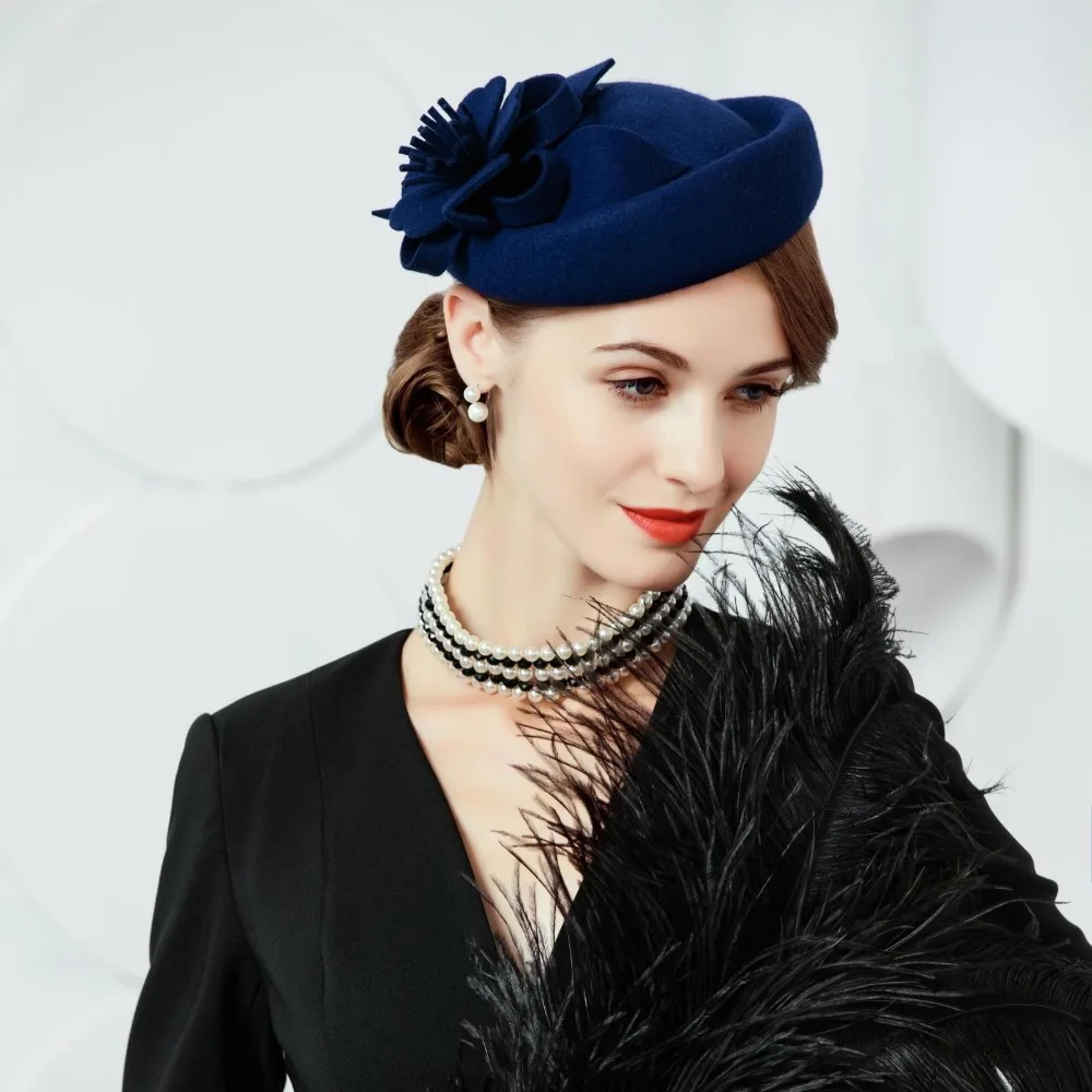 Royal Blue Hats For Women For Church Wedding Dress Flower Fascinator
