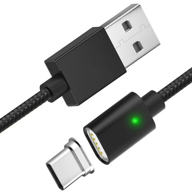 

Eighfitech Charging Line Data Transmission Three In One Blind Absorbe Nylon Led Magnetic Usb Cable For Iphone Samsung S10 Type-C