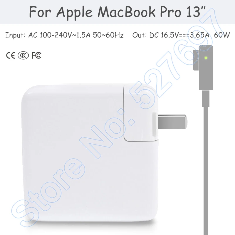 Laptop Charger Power Cable Adapter Replacement AC Input 100-240V~1.5A 50~60Hz Output DC 16.5V 3.65A 60W 5 Pins | Компьютеры и офис
