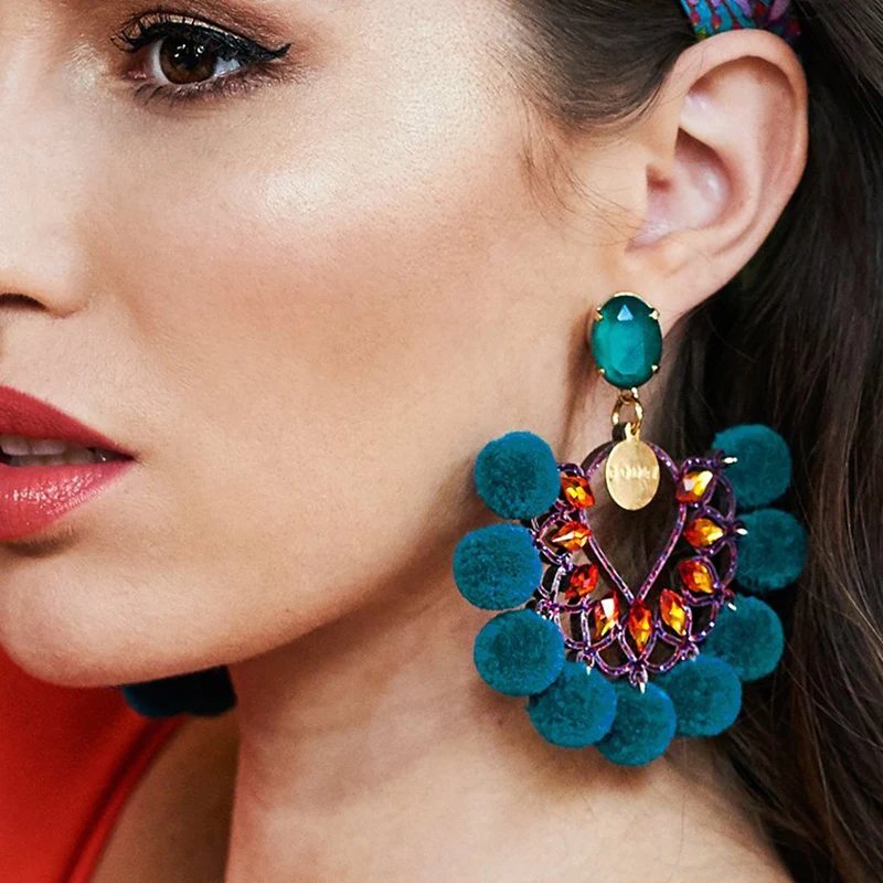 

JZYN 2019 5 Colors Charm New Arrivals Bohemian Drop Dangle Shiny Statement Earrings for Women Crystal Bijoux Fashion Jewelry