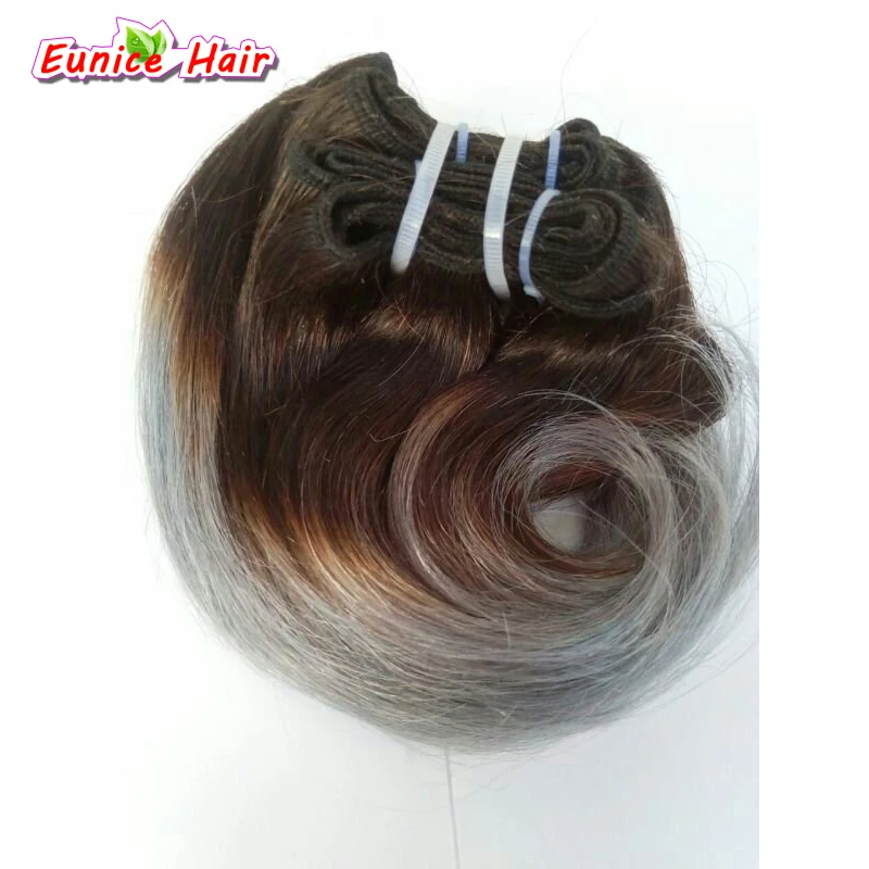 

Cheap Human Brazilian Hair Weave Body Wave 4 Bundles 8inch Short Body Wave Hair Two Tone Ombre Grey Brazilian Body Wave