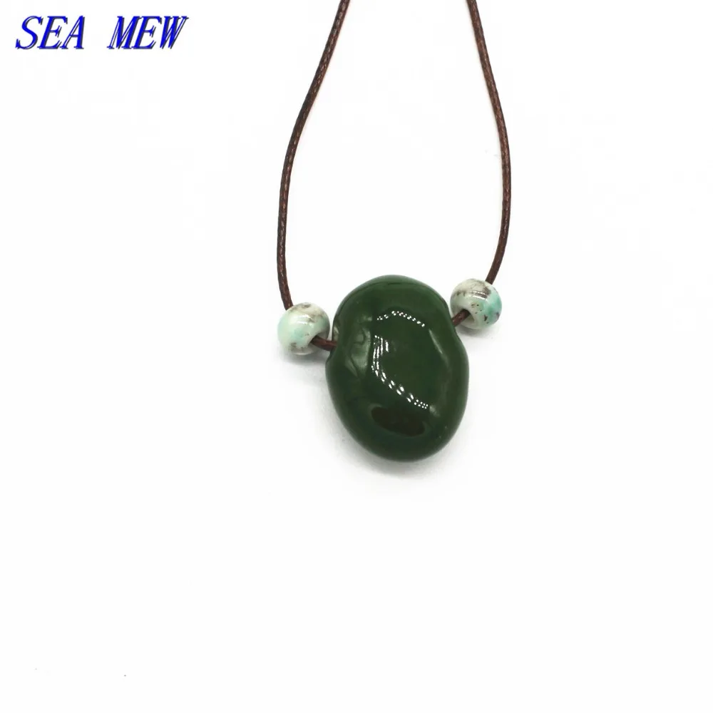 

SEA MEW 17*23mm Fashion ethnic style unisex ceramic necklace porcelain pendant necklace for women