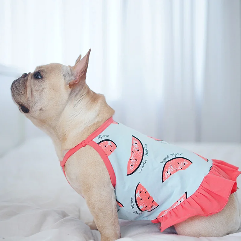 Французская одежда для бульдога для собак, костюм весна-лето, одежда для собак, рубашка для домашних животных с арбузом, одежда для собак, одежда для собак