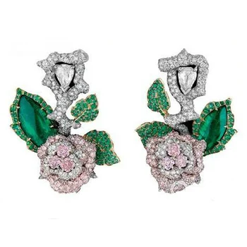 

Qi Xuan_Fashion Jewelry_Luxury Green Stones 3D Flower Party Earrings_S925 Solid Silver Luxury Earrings_Factory Directly Sales