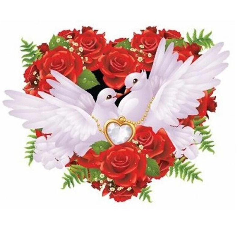 

Diy 5D Diamond Painting Animial White doves and rose,Full Diamond Embroidery,5D DIY Diamond Embroidery Painting Home decoration