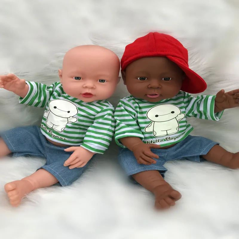 41cm 16inch Reborn African American Doll Full Vinyl Newborn Baby Boy Doll