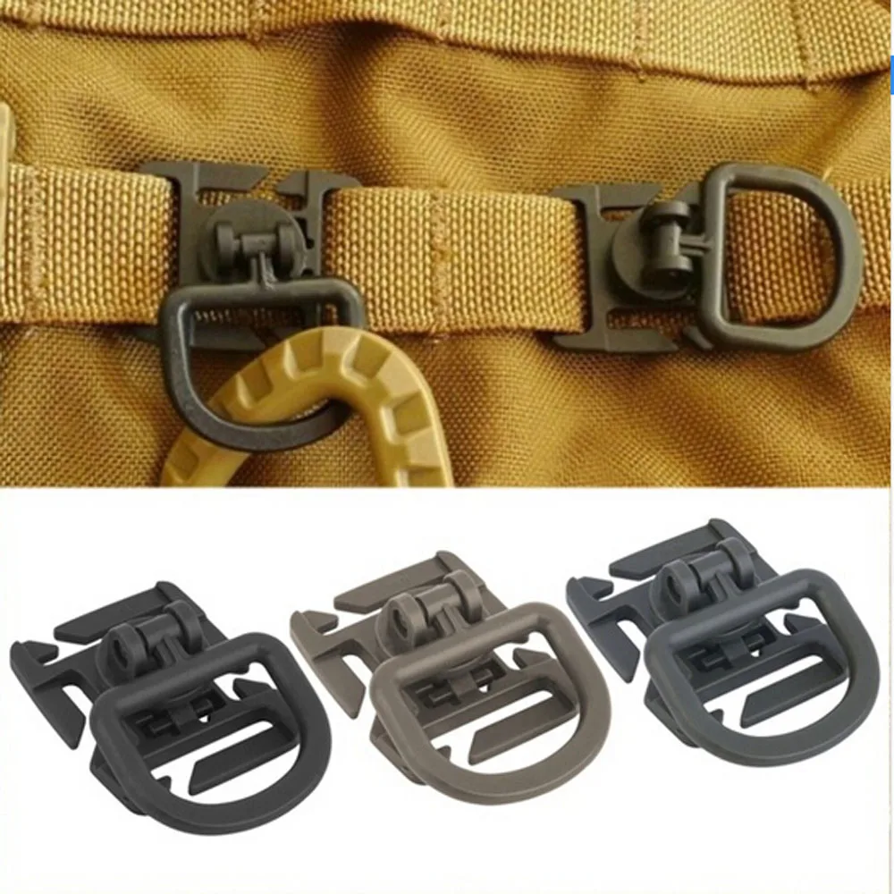 3 color 10 pcs MOLLE Plastic Buckle Sternum Strap System Swivel D Ring