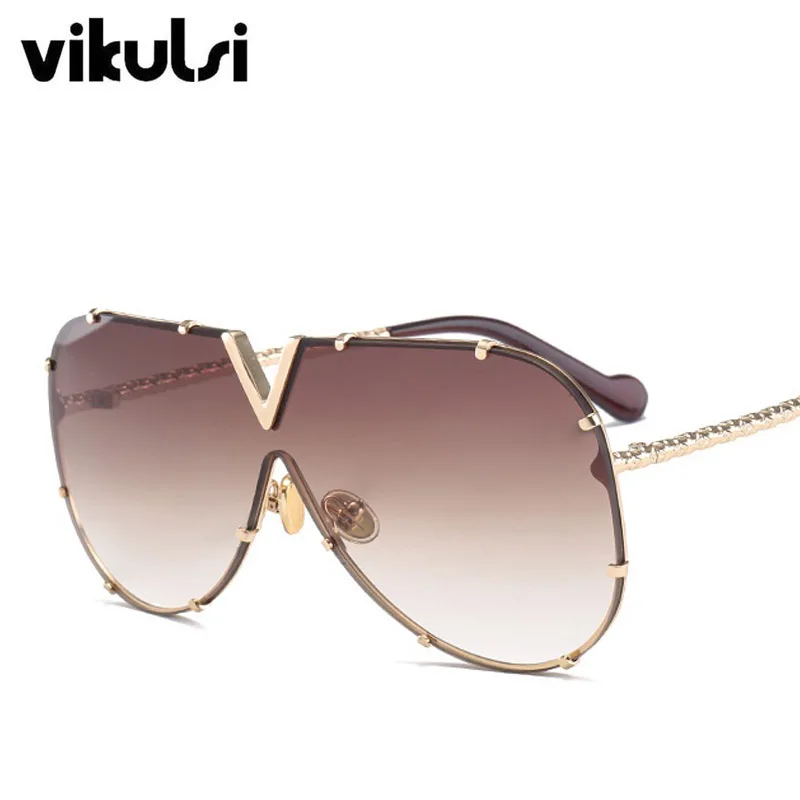 Высококачественные итальянские брендовые дизайнерские солнцезащитные очки пилота для женщин и мужчин, трендовые зеркальные негабаритные солнцезащитные очки для женщин, очки для вождения - Цвет линз: D245 gold tea