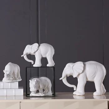

Modern Simple Elephant&hippo&Rhinoceros White Ceramic Statue Creativity Home Decor Animal Figurine Desktop Display Sculpture 134