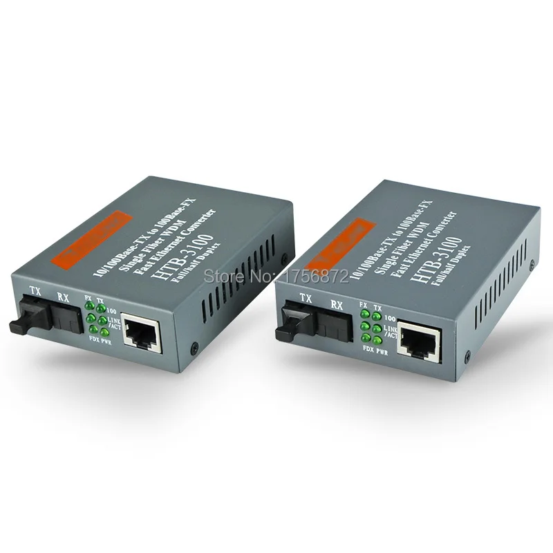 Htb 3100AB Optical Fiber Media Converter Fiber Transceiver Single Fiber Converter 25km SC 10 100M Singlemode