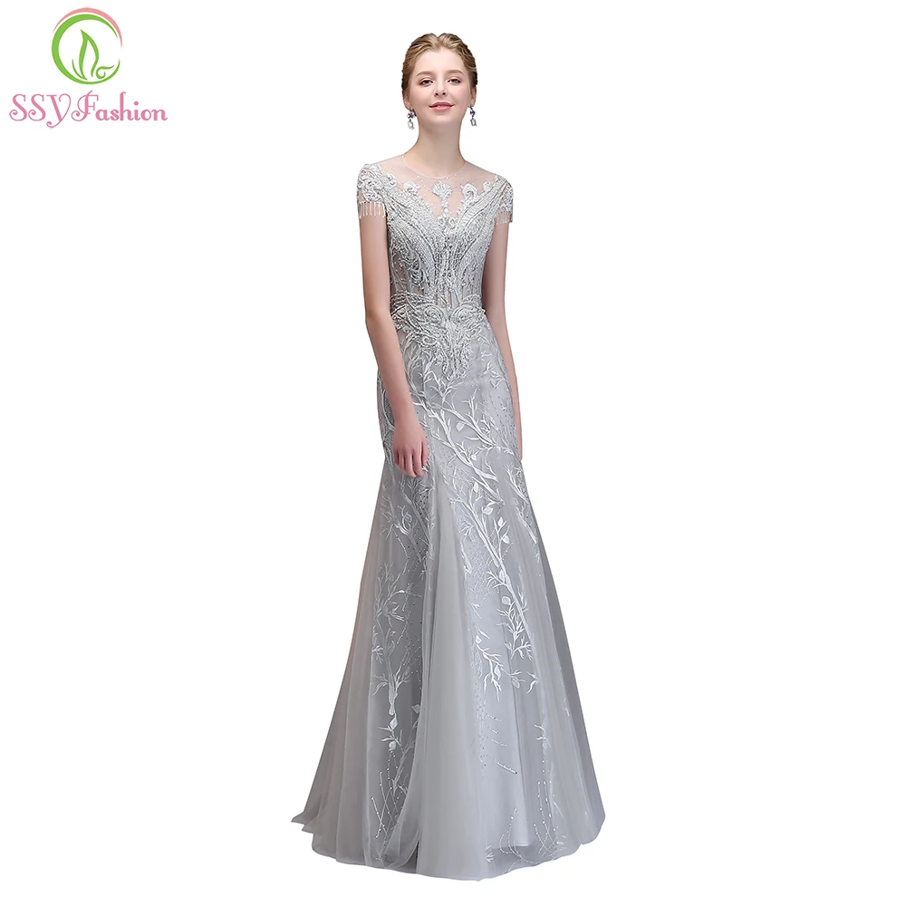 grey fishtail dress