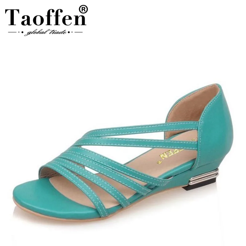 

TAOFFEN Size 30-47 Women Flats Sandals Peep Toe Shoes Women Cross Strap Solid Color All Match Flat Sandals Vintage Footwears