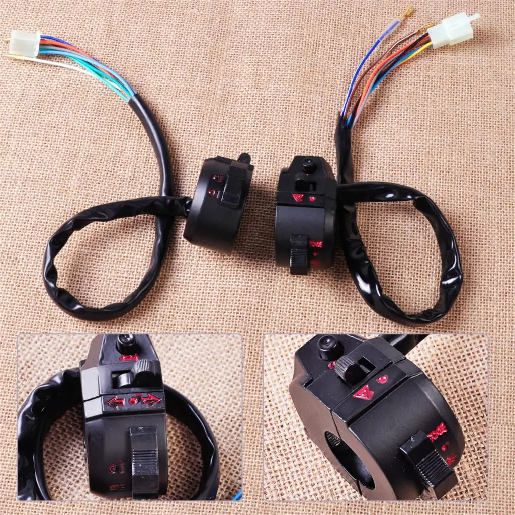 

CITALL 7/8" Handlebar Left Right Side Headlight Hazard Width Lamp Horn Turn Signal Light High/Low Beam Switch for Harley Yamaha