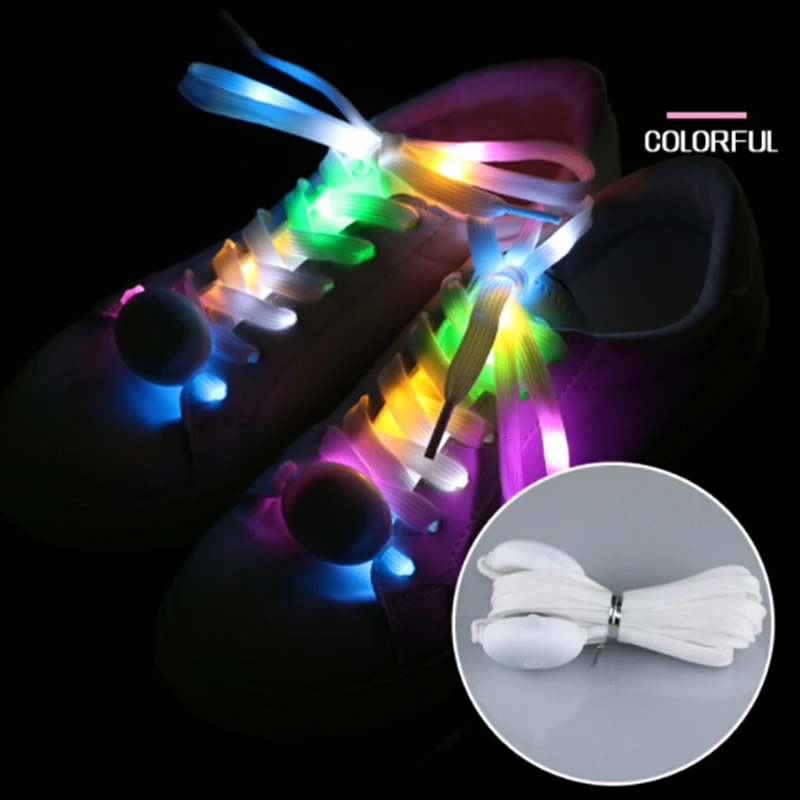 Новый светодио дный шнурки для спортивной обуви светящиеся шнурки Glow Шнурки для взрослых круглой формы вспышки светлые шнурки ленивый