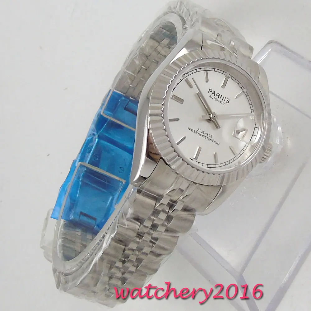 NEW Arrive 26mm parnis White Dial Sapphire Glass Date Steel Case Luxury Brand Miyota Automatic Movement men's Watch NEW Arrive 26mm parnis White Dial Sapphire Glass Date Steel Case Luxury Brand Miyota Automatic Movement men's Watch