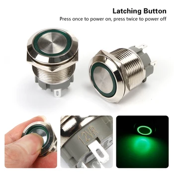 

2pcs/lot 16mm Metal Annular Push Button Switch Ring LED 12V 24V 220 Self-lock Momentary Latching Push Button Waterproof