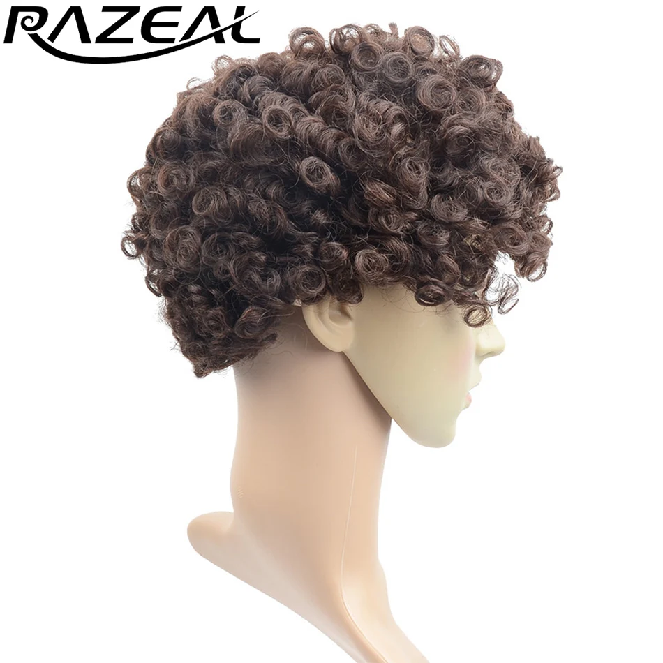 Razeal афро кудрявый короткий синтетический парик без шнурка для афро-американских женщин Термостойкое волокно