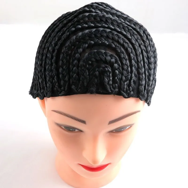 1 шт. черная оплетенная Кепка для вязания крючком синтетический парик с косичками и плетение с 3 разными размерами на ваш выбор