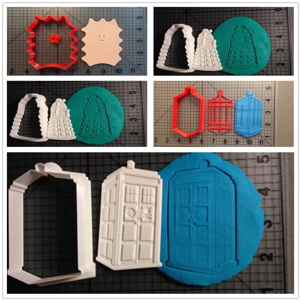 

Science Fiction TV Doctor Who Character Cookie Cutter Set Made 3D Printed Fondant Cupcake Top Kitchen Tools Cookie Mold