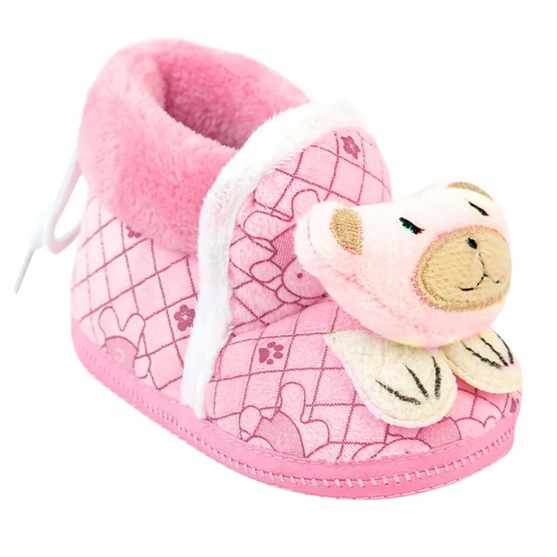 Зимние детские зимние ботинки для малышей детская обувь для девочек трикотажная детская обувь для новорожденных с рисунком медведя QF