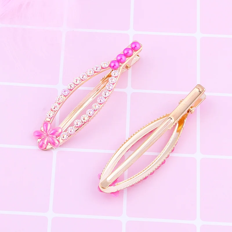 2pcs/set 7.5cm Shiny Rabbit Duckbill Clip Cute Little Girl Hair Styling Tool Rhinestone Rabbit Ears Hairpin to Girl Baby Child