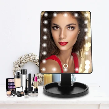 

Adjustable LED Touch Screen Makeup Mirror USB Charging 180 Degree Rotatable Square Vanity Mirror Cosmetic Tools