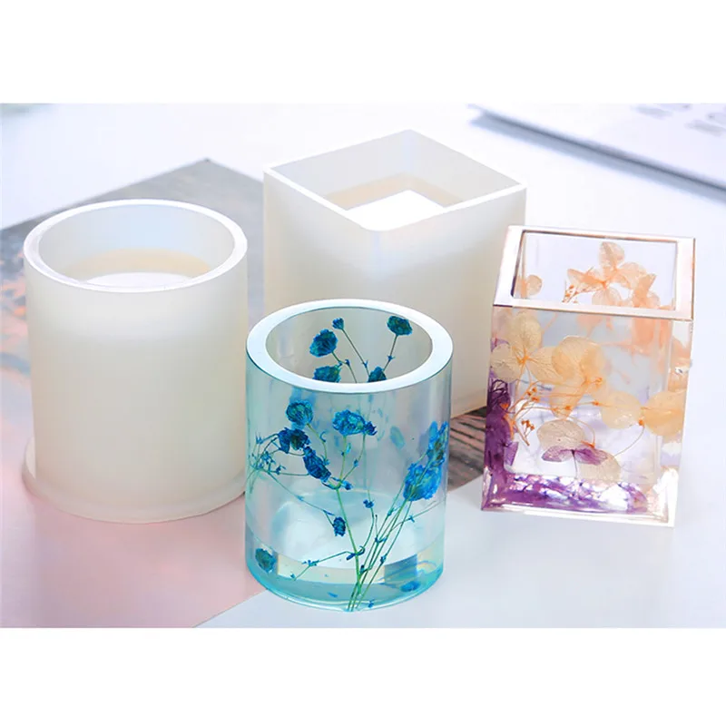 

3PCS/Set Transparent Pen Pot Silicone Mould DIY Resin Decorative Craft Handmake Making Mold Resin Molds
