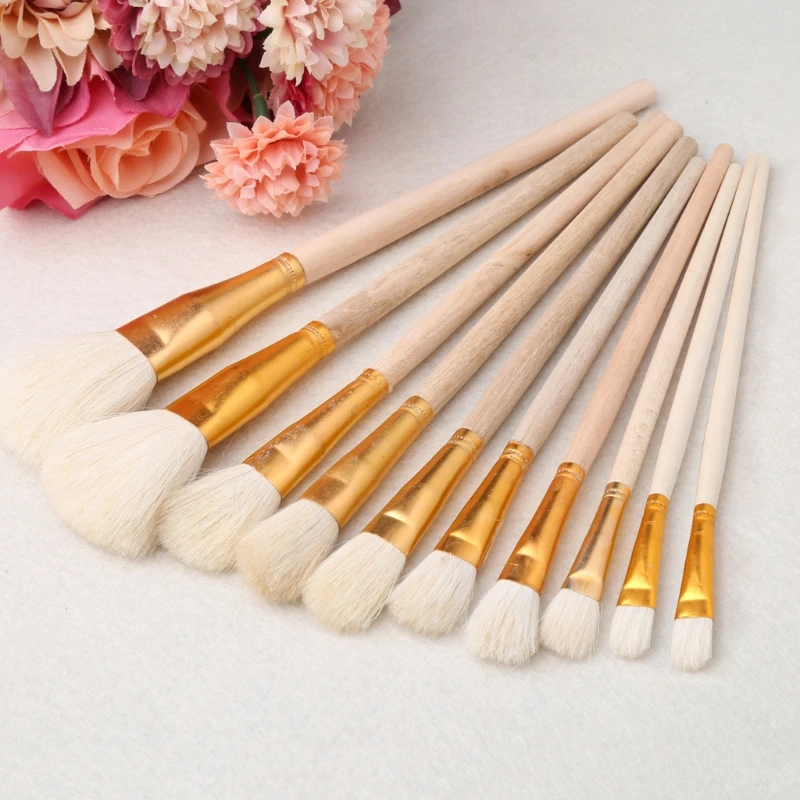 

Brushes Set for Art Painting Oil Acrylic Watercolor Drawing Craft DIY Kid Paint Brushes Painting Supplies 10Pcs
