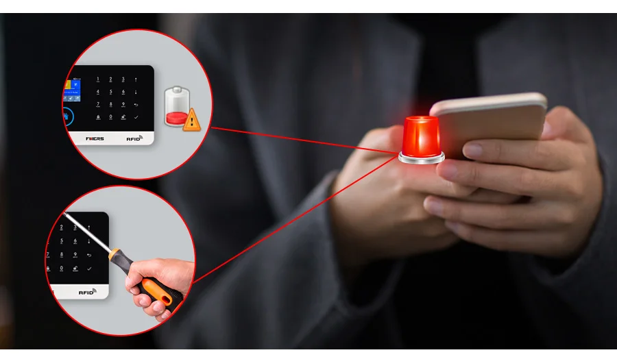 FUERS PG103 WiFi GSM Беспроводная охранная умная домашняя система охранной сигнализации RFID противоугонная система Поддержка 9 языковых приложений управления