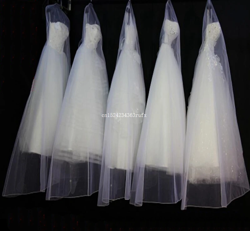 20 pcs 웨딩 드레스 먼지 커버 높은 학년 투명 소프트 tulle 의류 가방 신부 가운 그물 원사 가방 160x120 cm