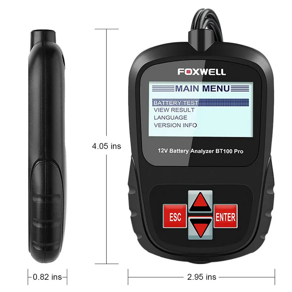 FOXWELL BT100 Pro 12 в автомобильный тестер батареи для свинцово-кислотной заливной AGM гель 12 вольт Автомобильный цифровой анализатор батареи 100-1100CCA