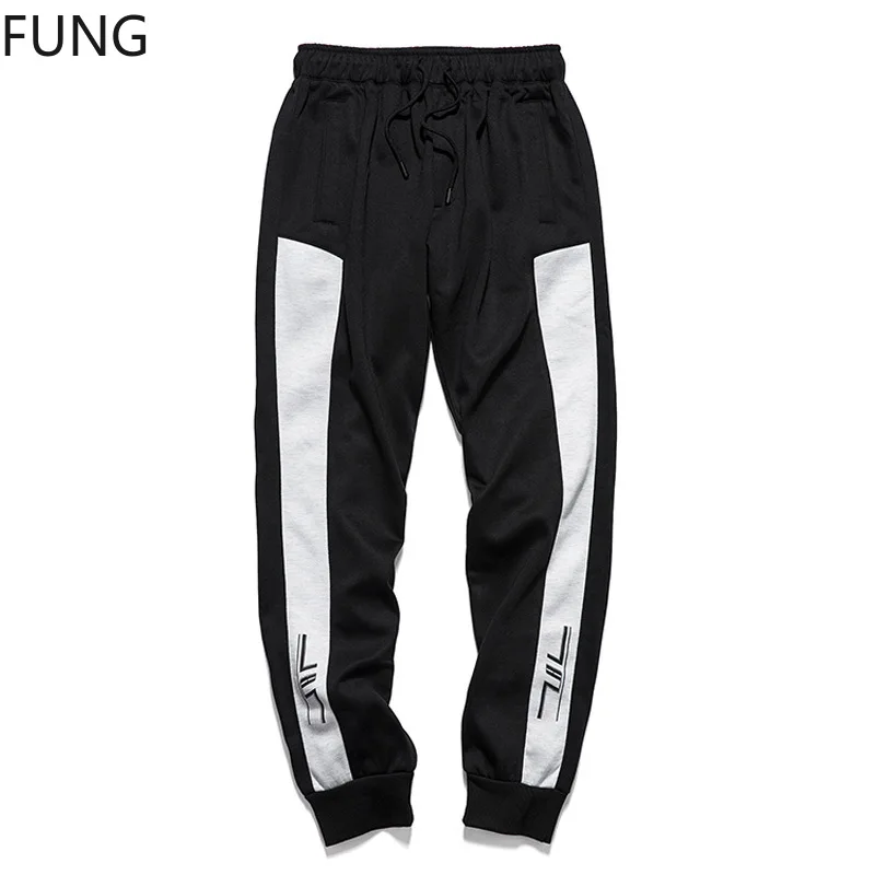 

2018 new mens pants men's loose and tight sports trousers printed with side-pressed slacks pants