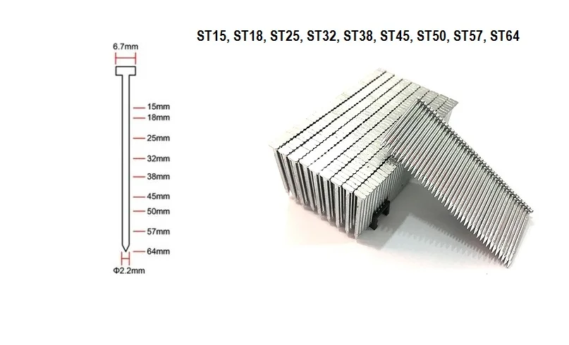 Новинка 400 шт стальные гвозди специальные гвозди для электрического гвоздя степлер-пистолет гвоздильщик бетон ST18 ST38