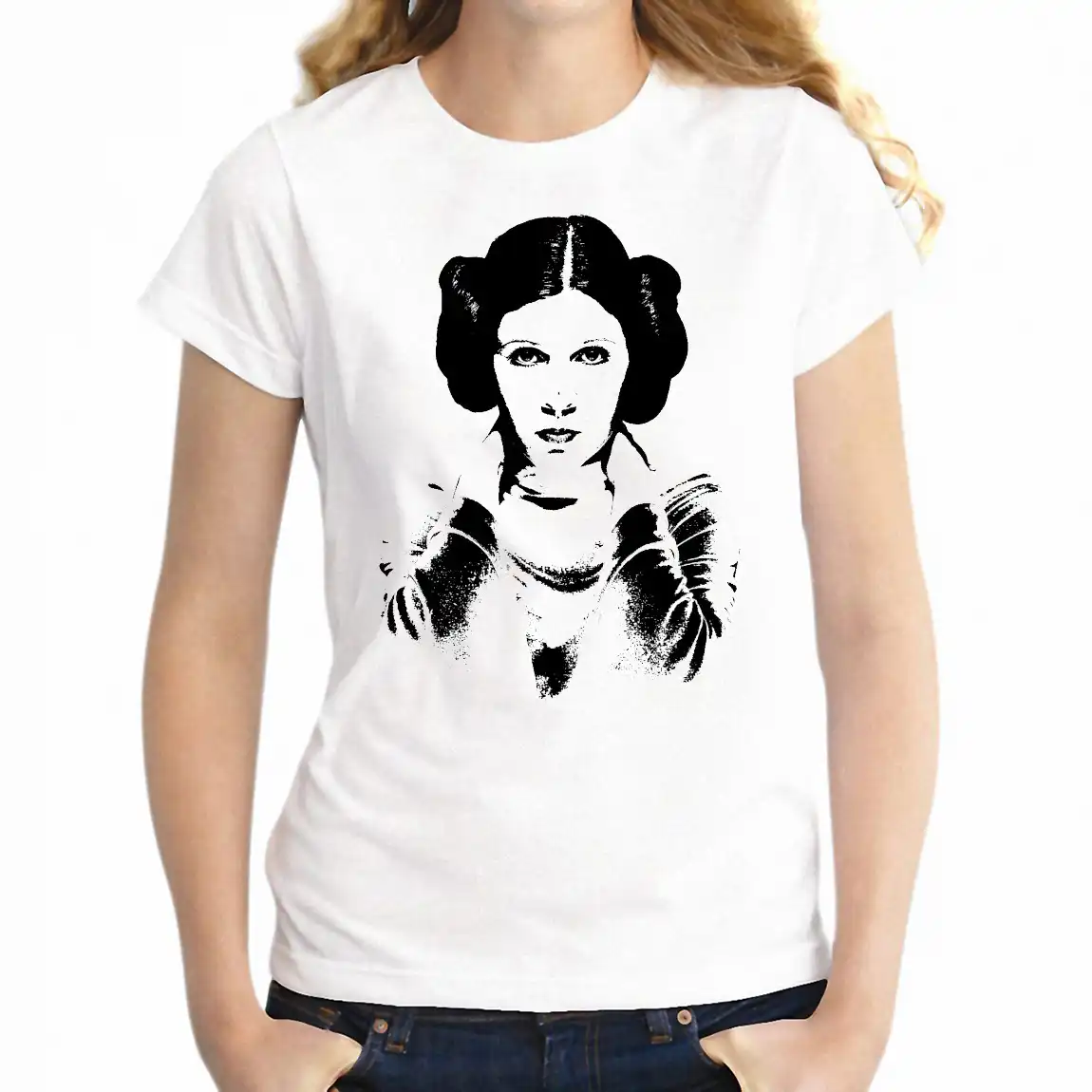 Women S T Shirt Princess Leia Artsy Black And White Beautiful