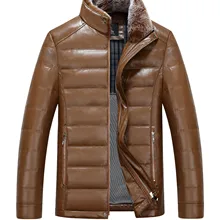 1308 Мужская зимняя кожаная куртка, Мужская короткая тонкая кожаная куртка, воротник из овечьей кожи, уплотненный пуховик, пальто